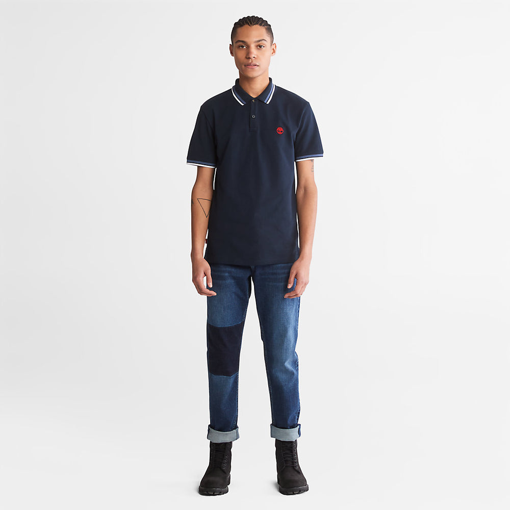 Millers River Tipped Polo Shirt for Men in Navy Timberland Sale