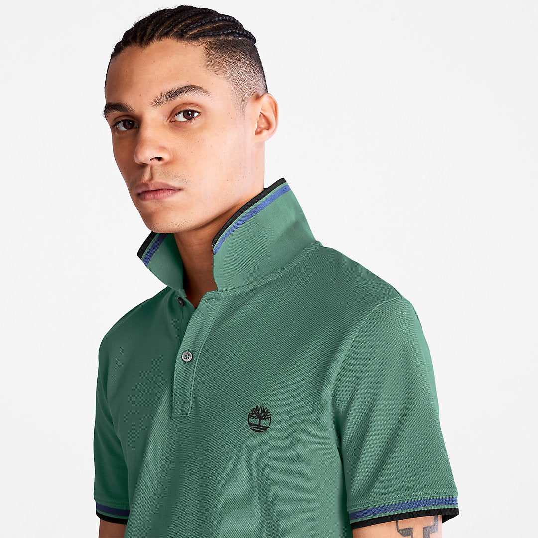 Millers River Tipped Polo Shirt for Men in Green Timberland Outlet