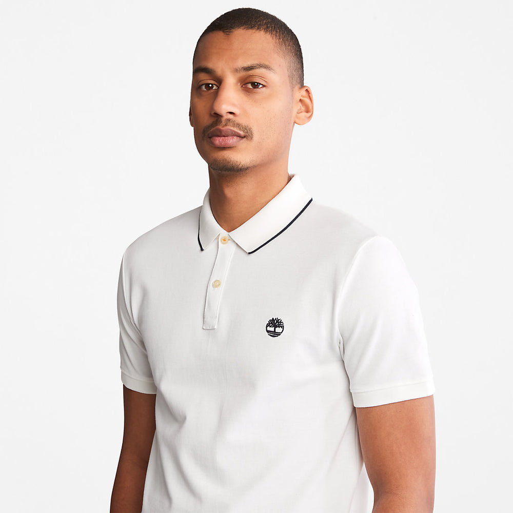 Millers River Print-Collar Polo Shirt for Men in White Timberland On Sale
