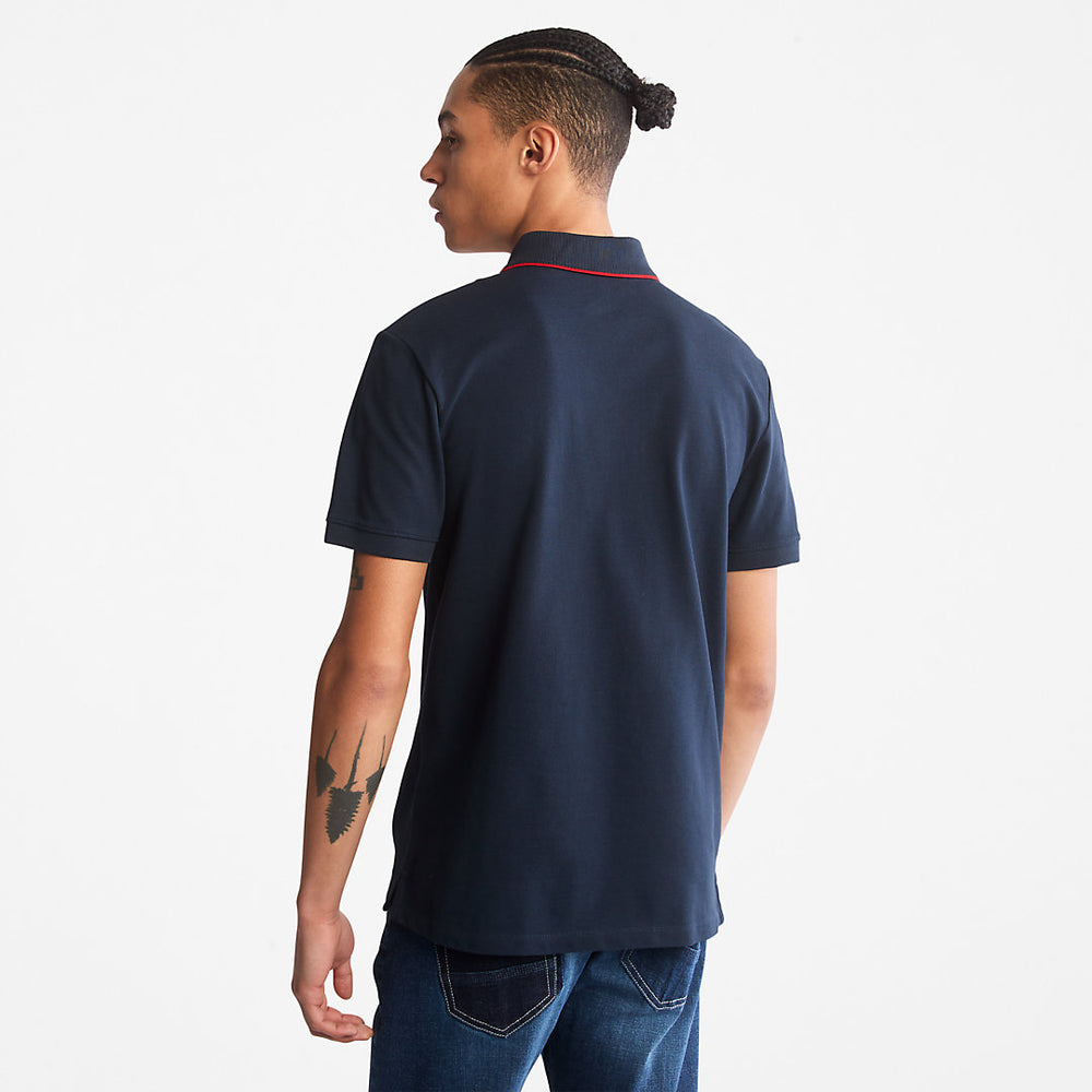 Millers River Print-Collar Polo Shirt for Men in Navy Timberland Outlet