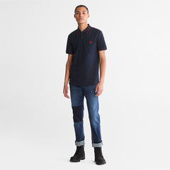 Millers River Print-Collar Polo Shirt for Men in Navy Timberland Outlet