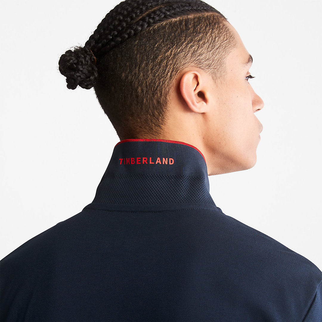 Millers River Print-Collar Polo Shirt for Men in Navy Timberland Outlet