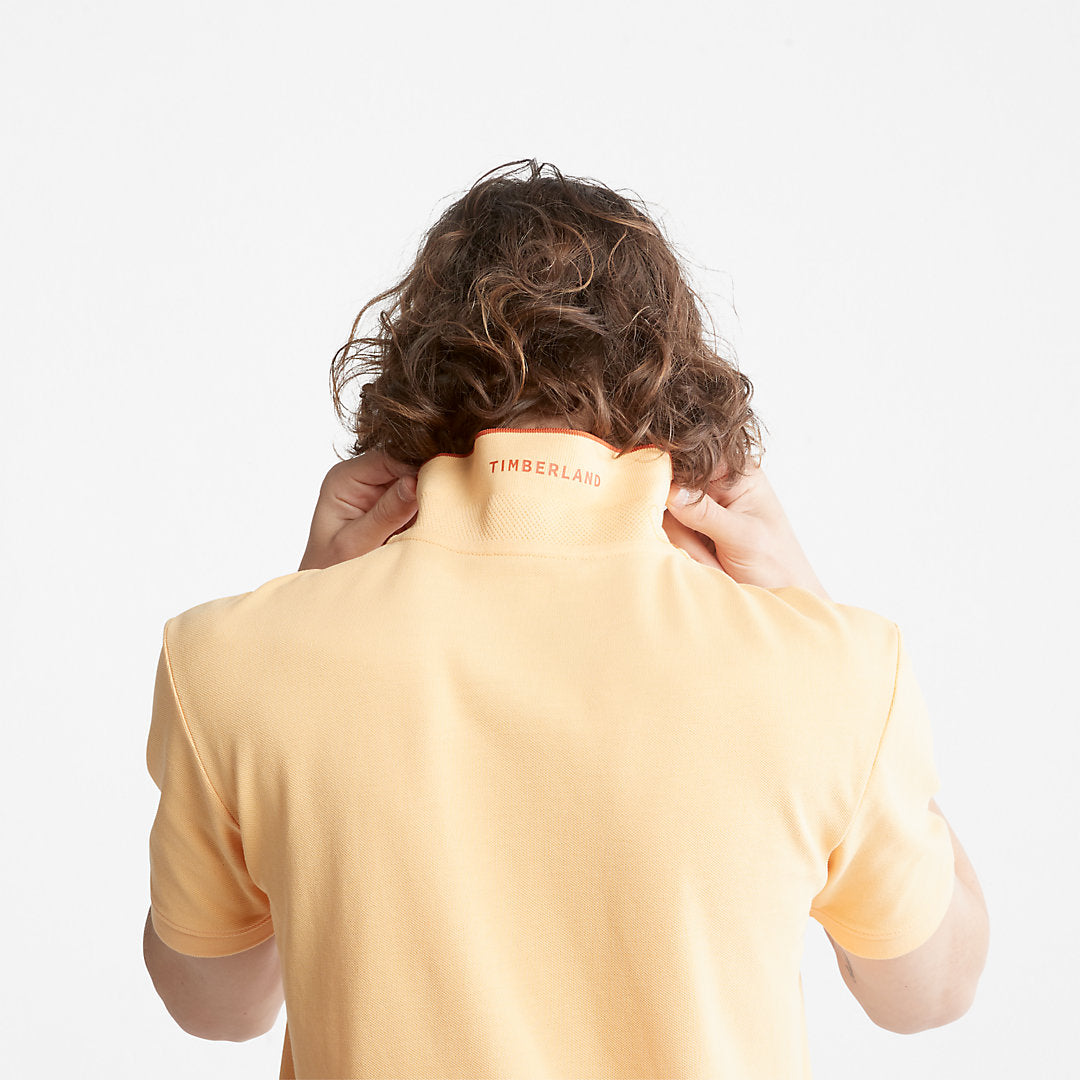 Millers River Print-Collar Polo Shirt for Men in Yellow Timberland Sale