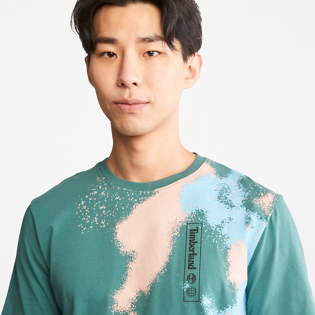 Paint Graphic T-Shirt for Men in Teal Timberland Discount