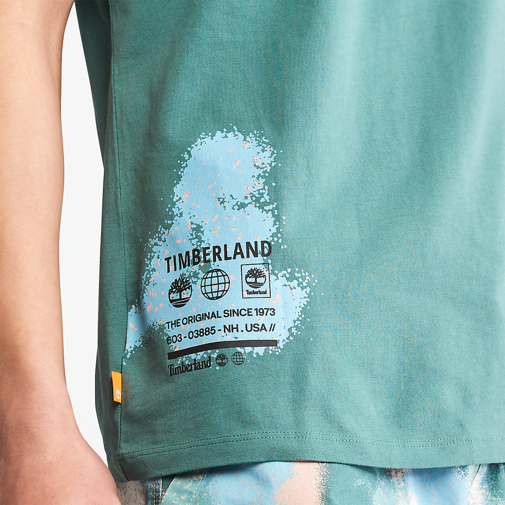 Paint Graphic T-Shirt for Men in Teal Timberland Discount
