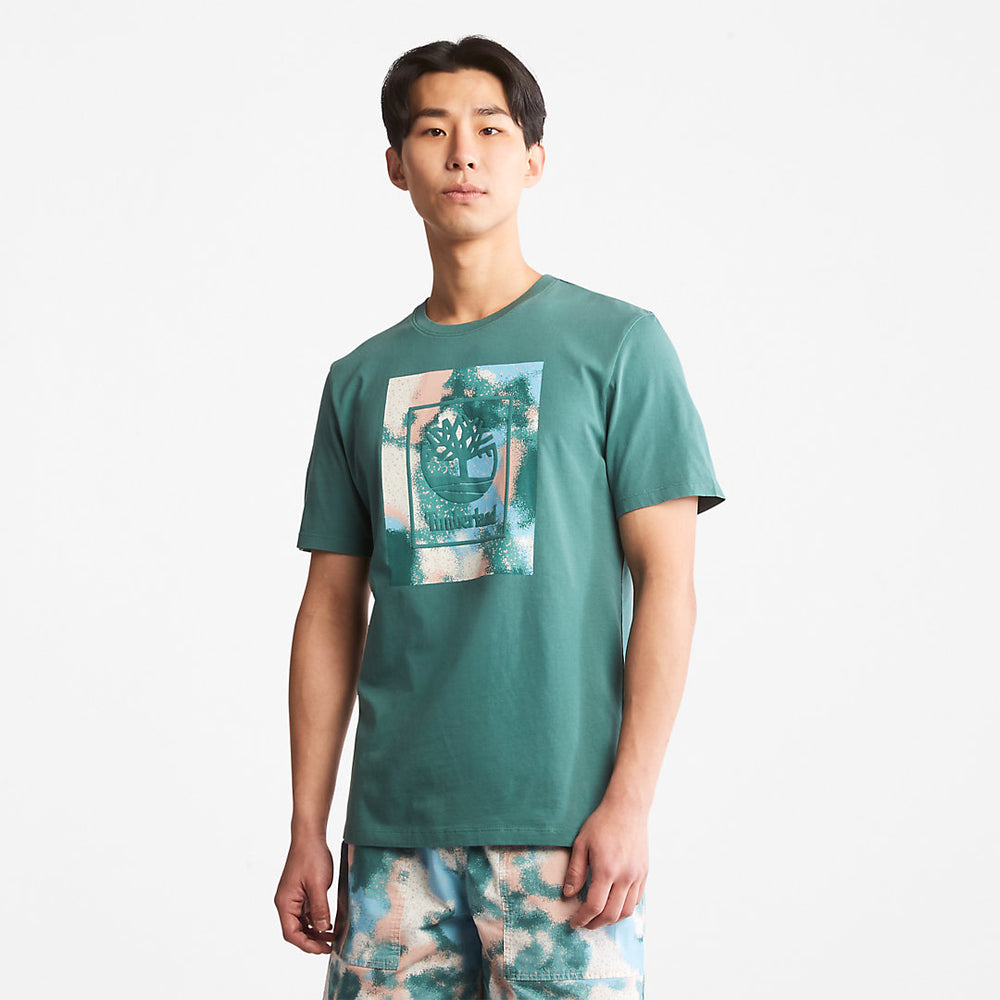 Storytelling Logo T-Shirt for Men in Teal Timberland For Sale