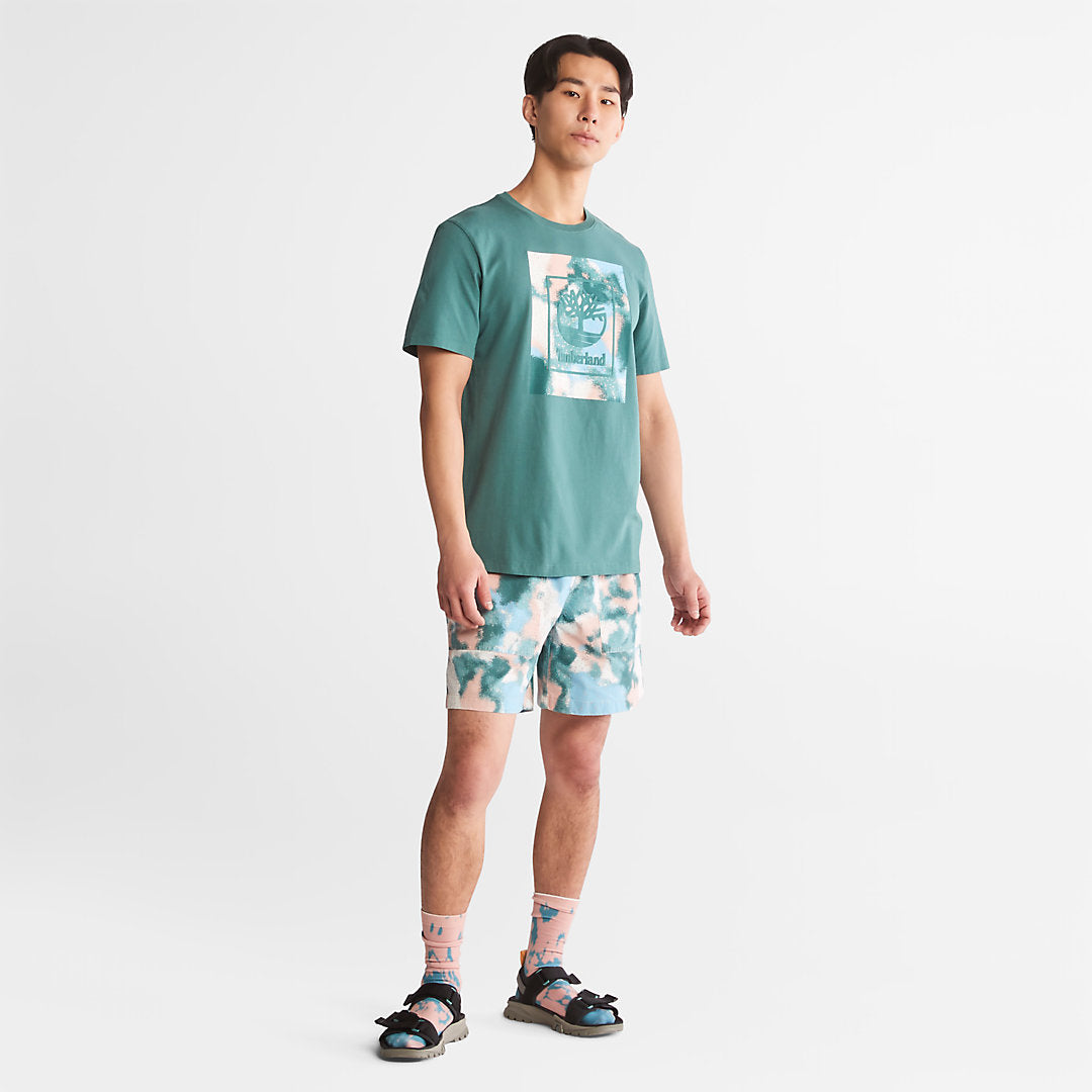 Storytelling Logo T-Shirt for Men in Teal Timberland For Sale