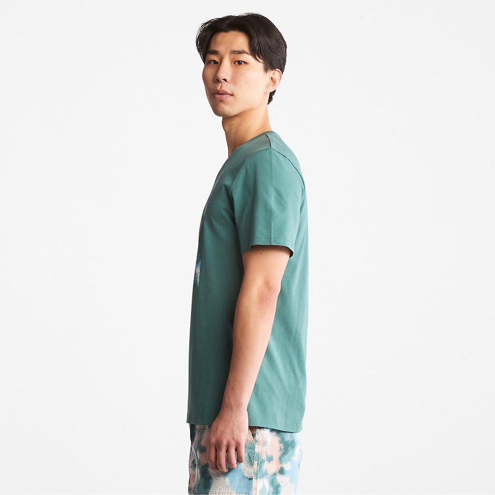 Storytelling Logo T-Shirt for Men in Teal Timberland For Sale