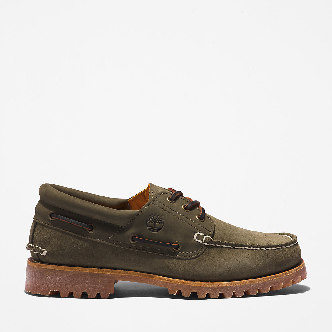 Timberland® 3-Eye Lug Handsewn Boat Shoe for Men in Dark Green Timberland Sale