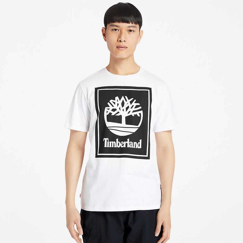 Stack Logo T-Shirt for Men in White Timberland For Sale