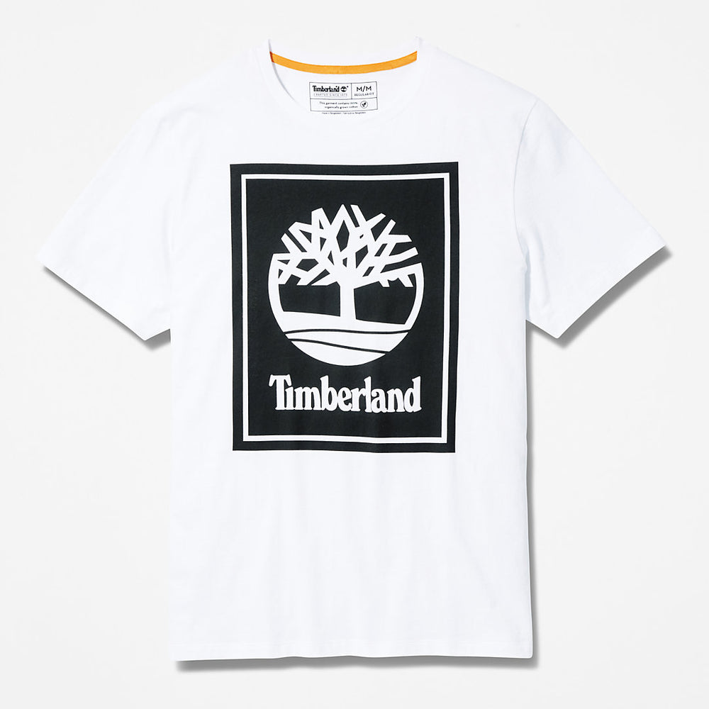 Stack Logo T-Shirt for Men in White Timberland For Sale