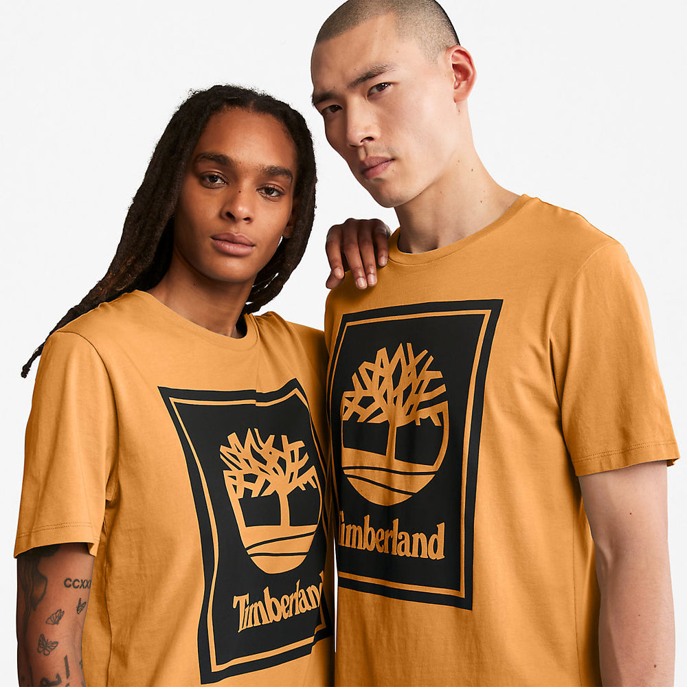 Stack Logo T-Shirt for Men in Orange/Black Timberland On Sale