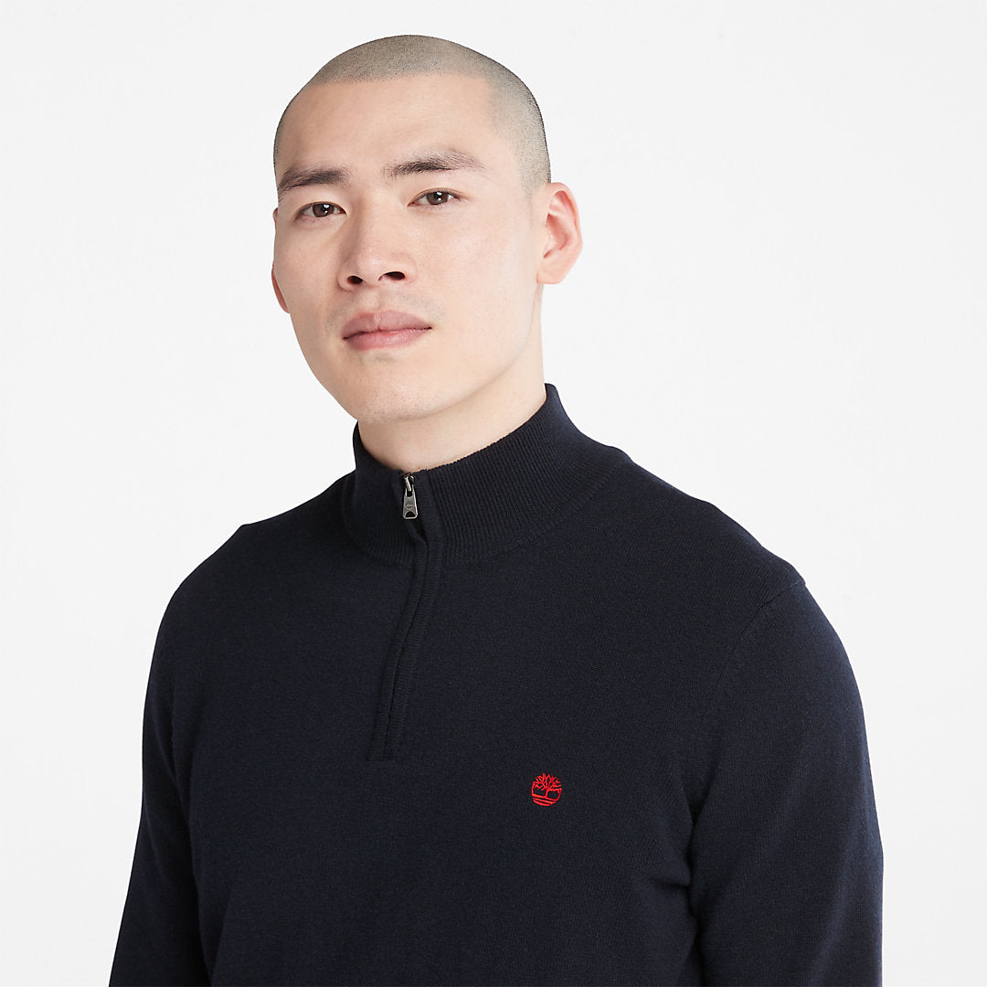 Cohas Brook Zip-neck Sweater for Men in Navy Timberland For Sale