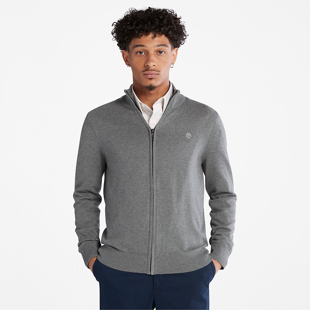 Williams River Organic Cotton Zip Sweater for Men in Grey Timberland Online