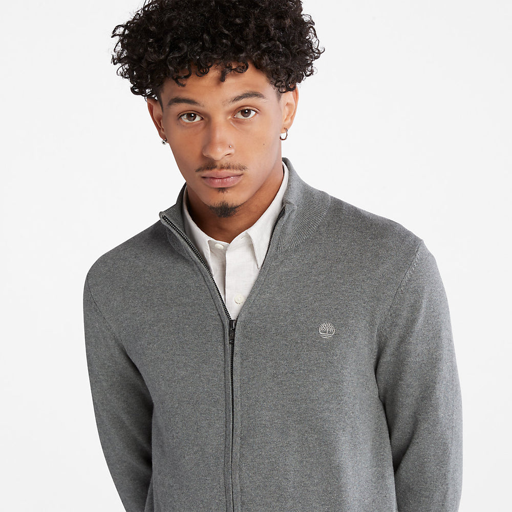 Williams River Organic Cotton Zip Sweater for Men in Grey Timberland Online