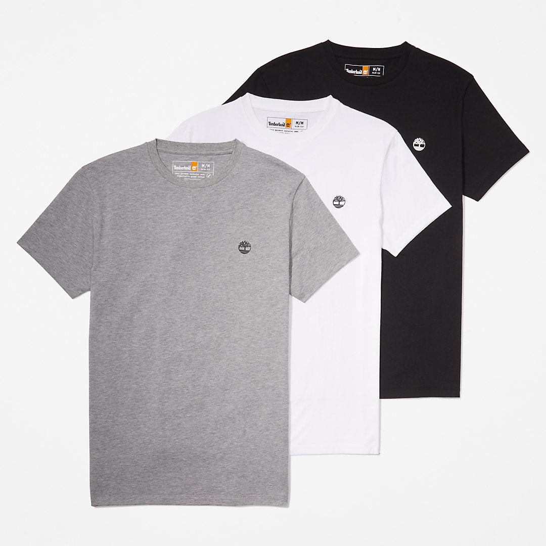 3xPack Organic Cotton T-Shirts for Men in Black, White, Grey Timberland Sale