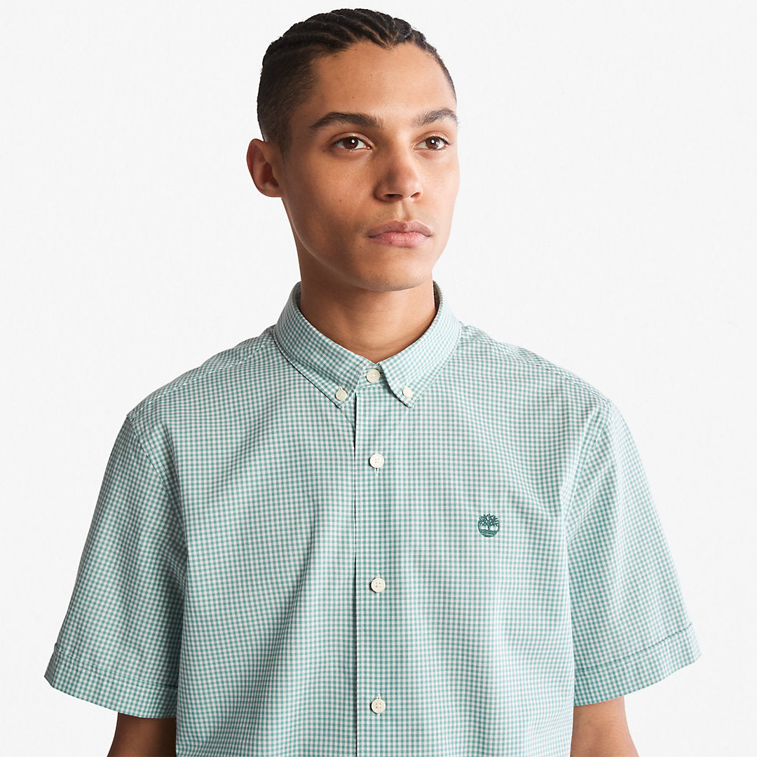 Suncook River Short-Sleeve Poplin Shirt for Men in Green Timberland For Sale