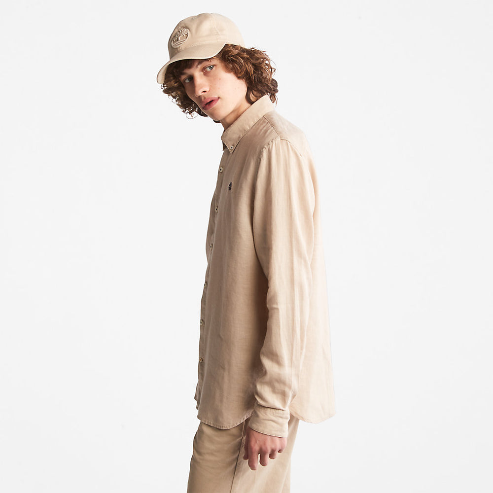 Mill River Slim-Fit Linen Shirt for Men in Beige Timberland Outlet