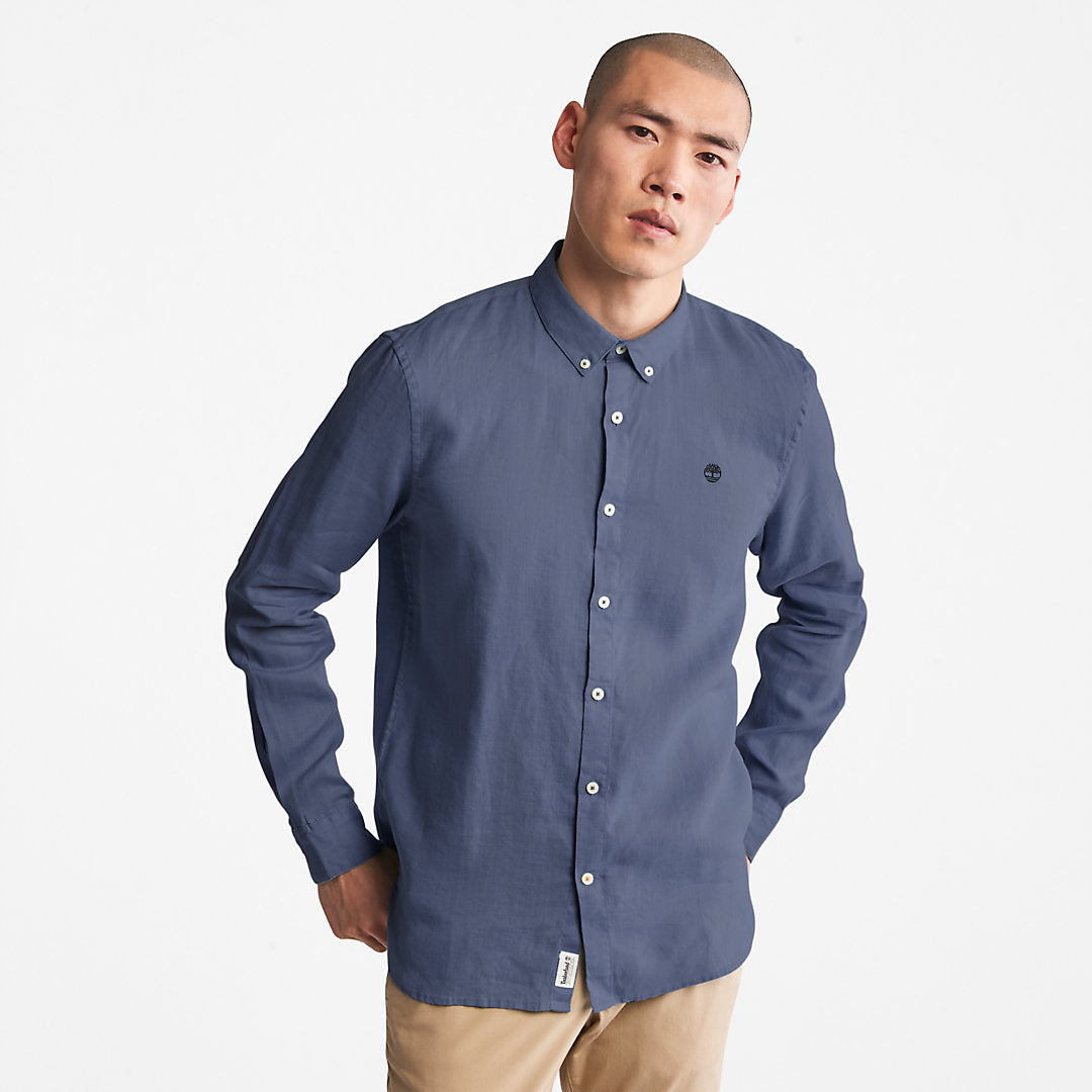 Mill River Slim-Fit Linen Shirt for Men in Blue or Navy Timberland Online