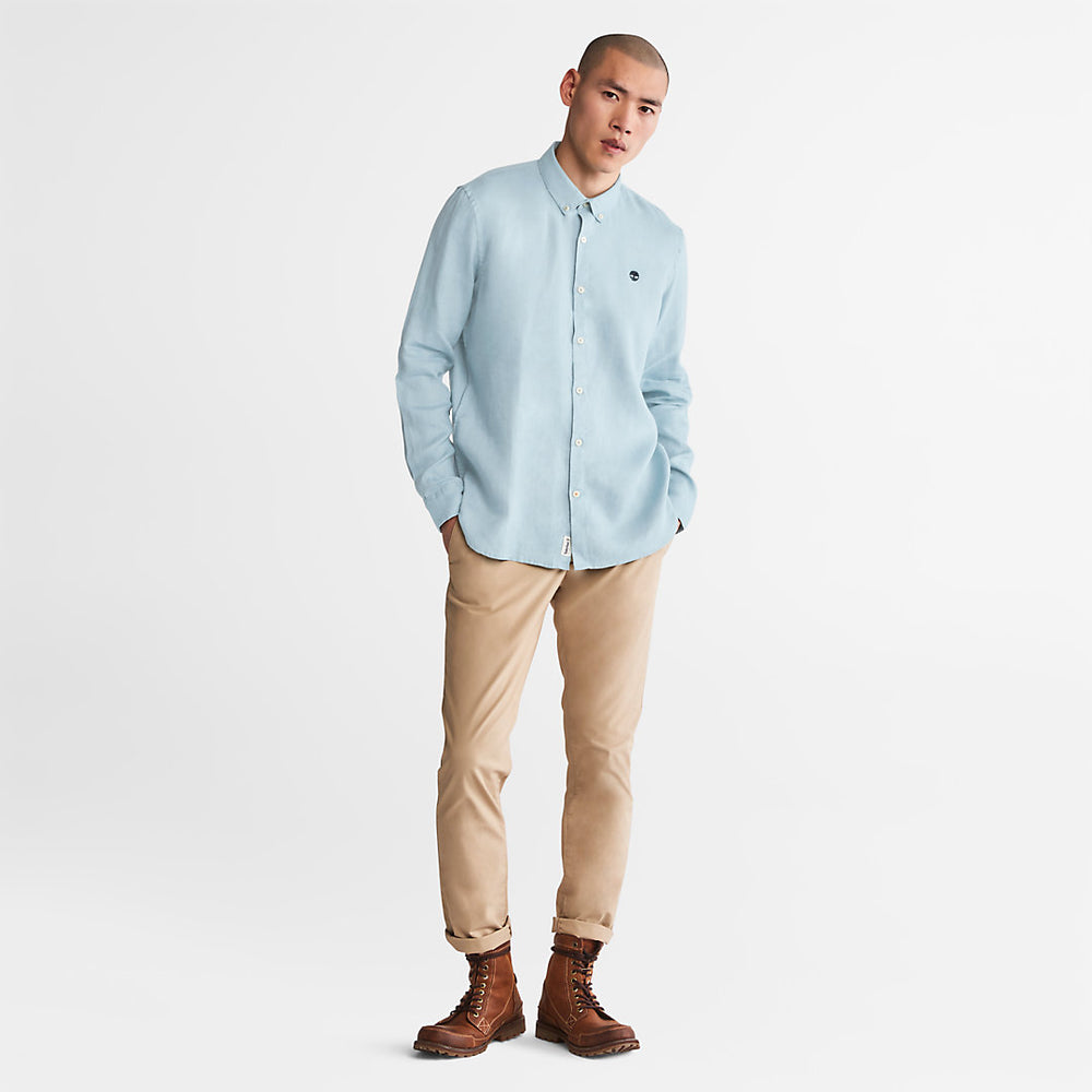 Mill River LS Linen Shirt for Men in Light Blue Timberland Sale