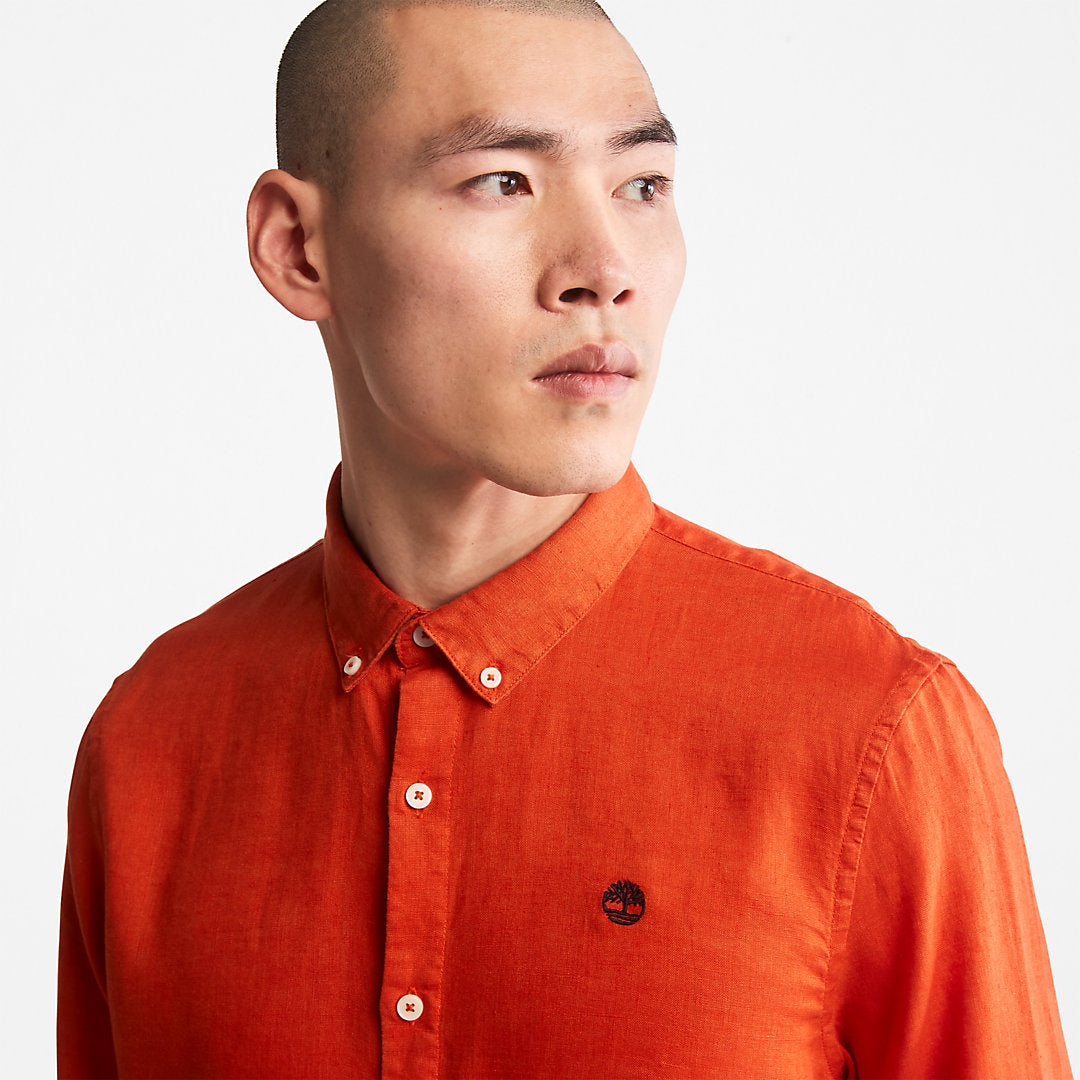 Mill River Slim-Fit Linen Shirt for Men in Orange Timberland US