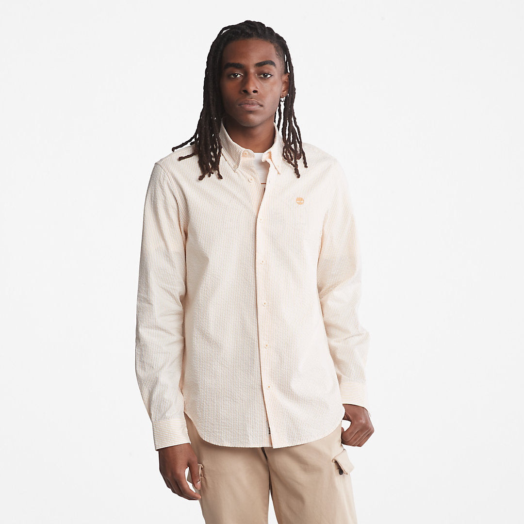 Striped Seersucker Shirt for Men in Orange Timberland Sale
