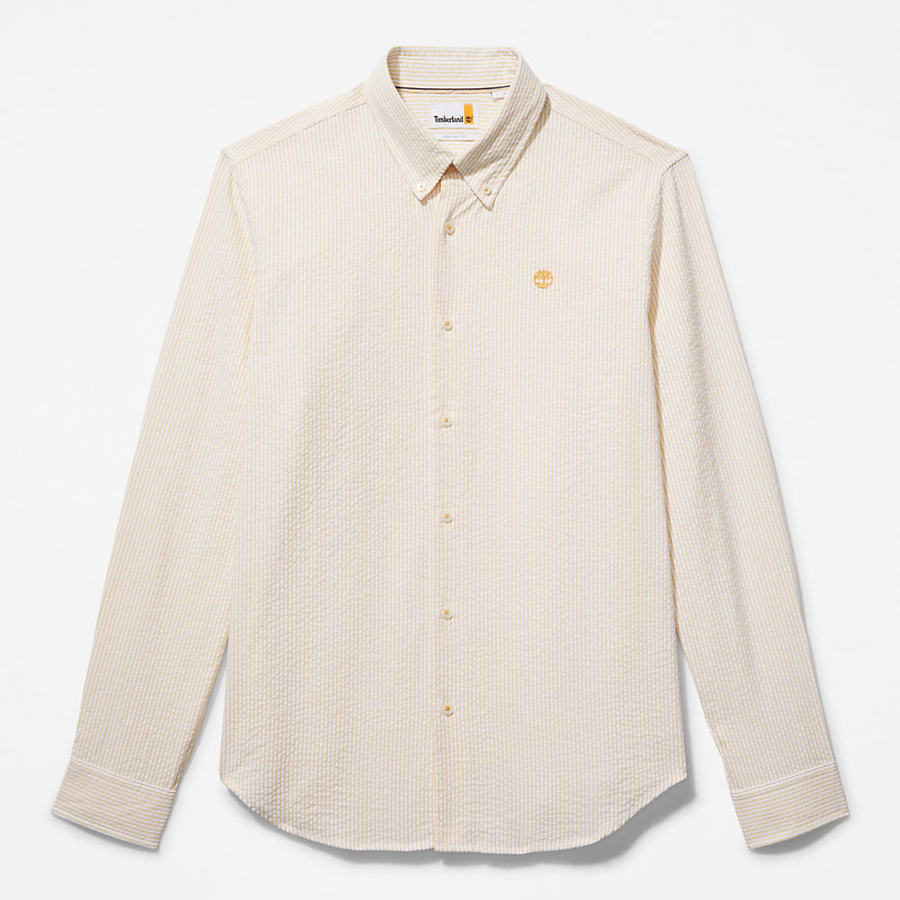 Striped Seersucker Shirt for Men in Orange Timberland Sale
