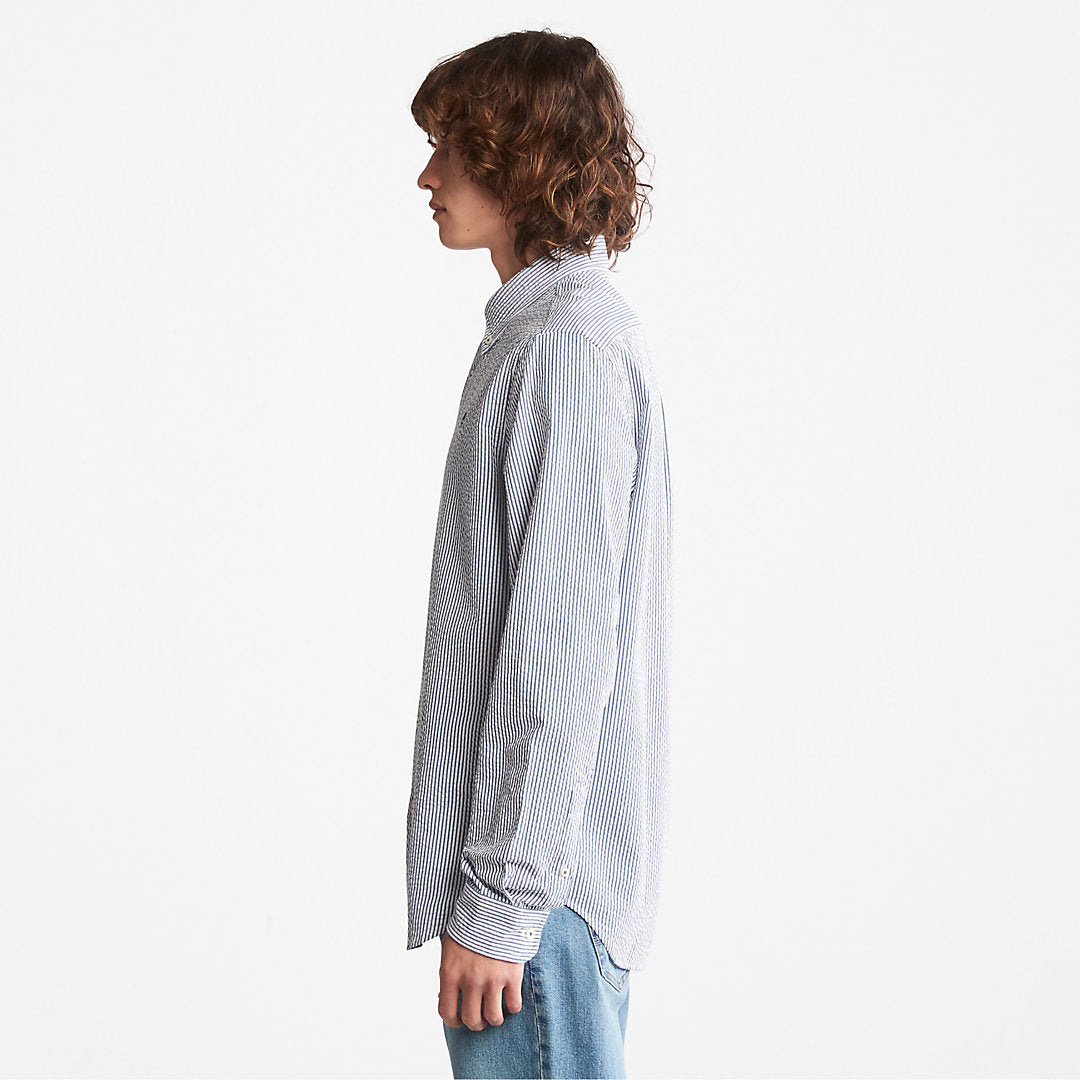 Striped Seersucker Shirt for Men in Navy Timberland Outlet