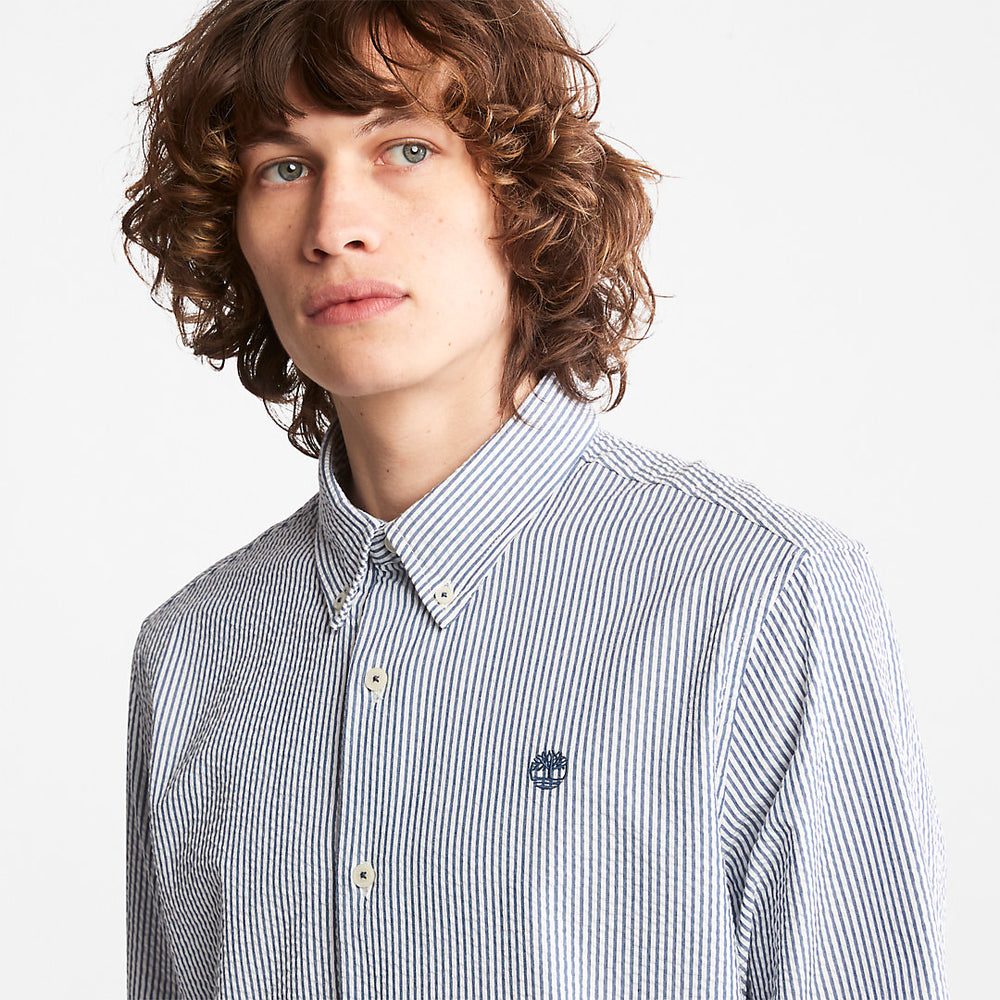 Striped Seersucker Shirt for Men in Navy Timberland Outlet