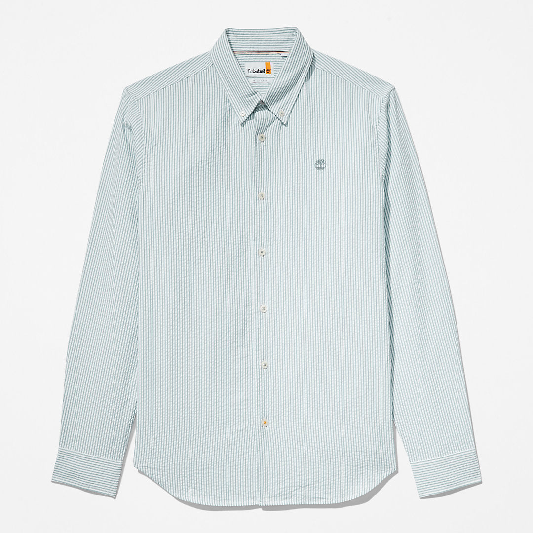 Striped Seersucker Shirt for Men in Green Timberland Discount