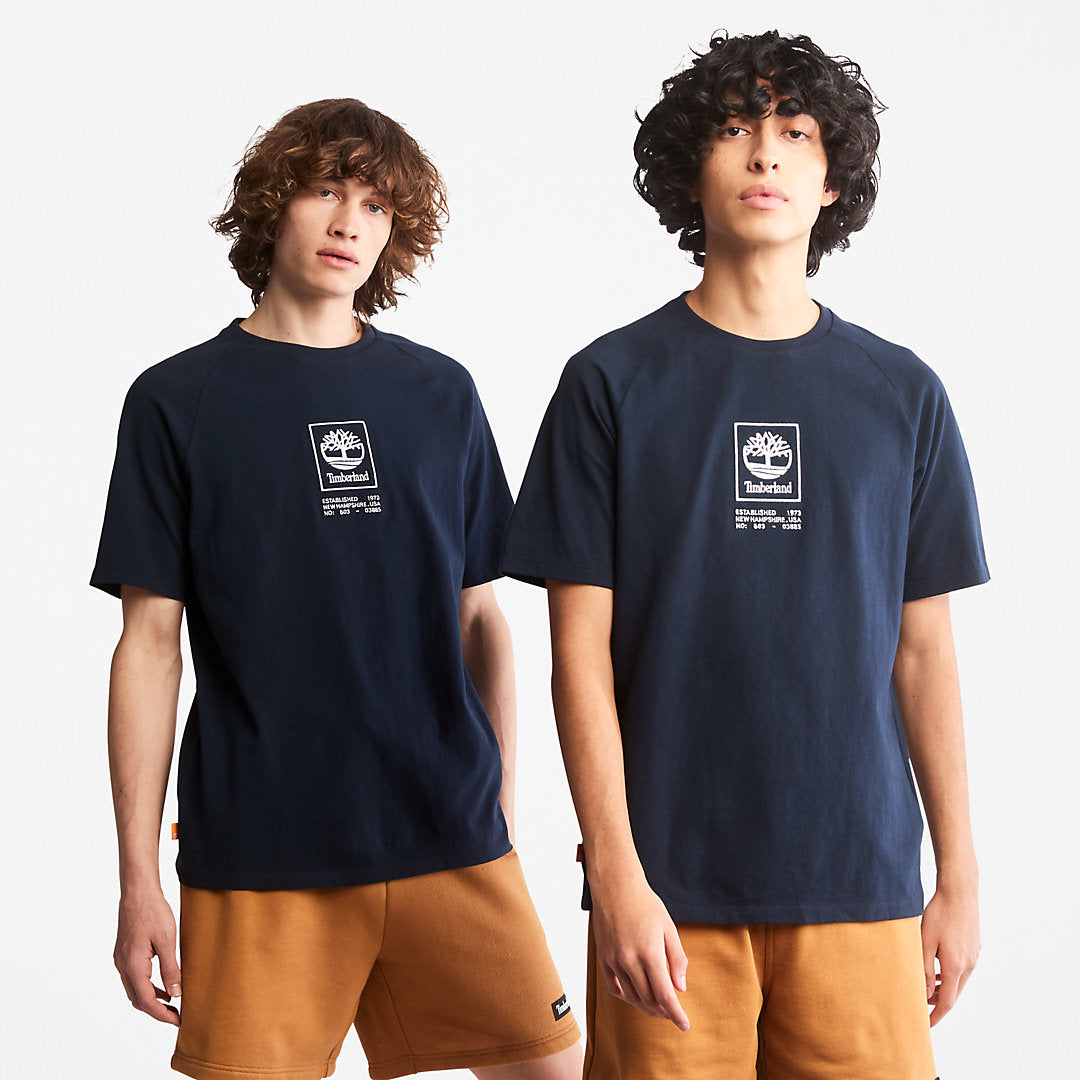 Stacked Logo T-shirt for All Gender in Navy Timberland Outlet