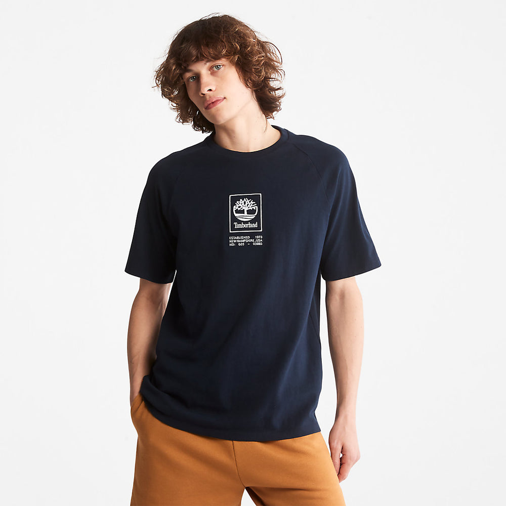 Stacked Logo T-shirt for All Gender in Navy Timberland Outlet