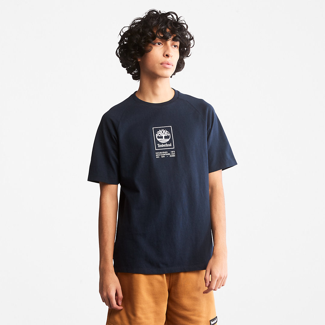 Stacked Logo T-shirt for All Gender in Navy Timberland Outlet