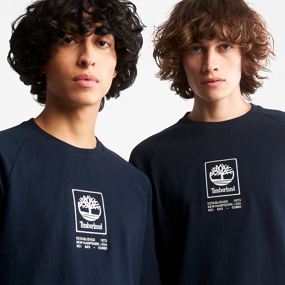 Stacked Logo T-shirt for All Gender in Navy Timberland Outlet