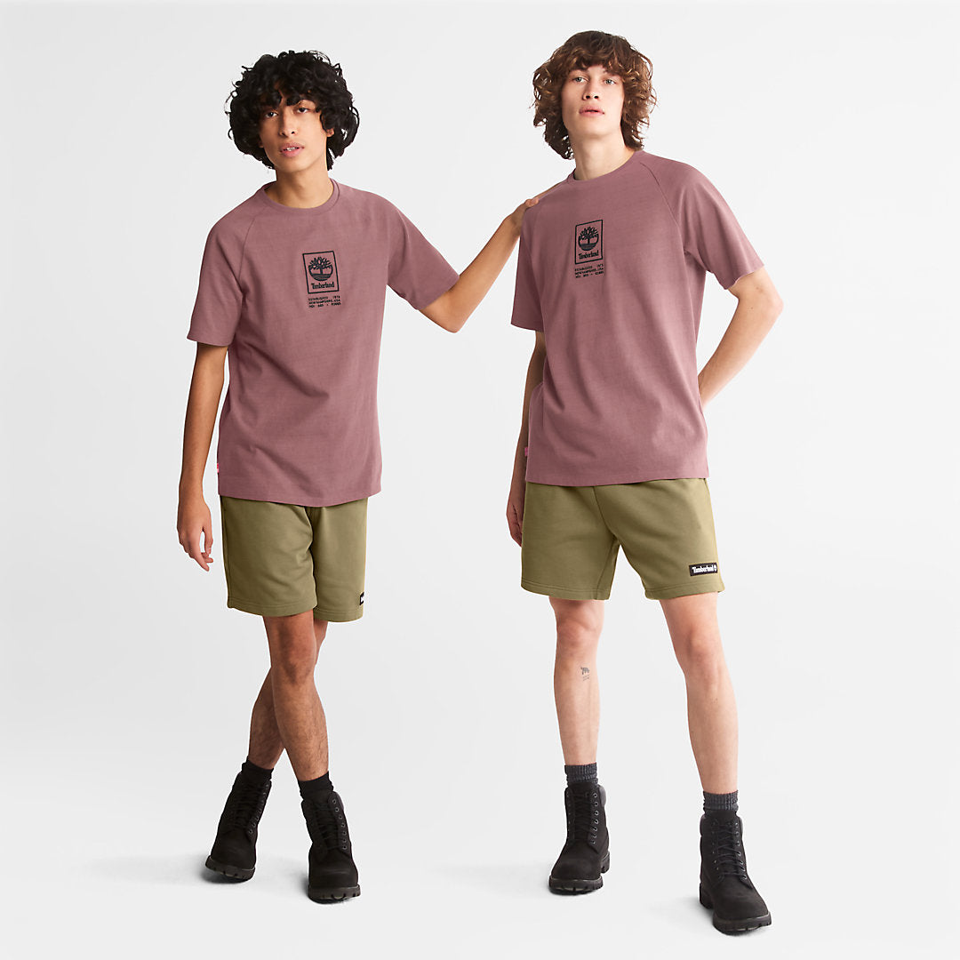 Stacked Logo T-shirt for Men in Dark Pink Timberland Discount