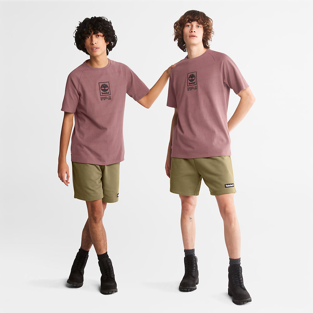 Stacked Logo T-shirt for Men in Dark Pink Timberland Discount
