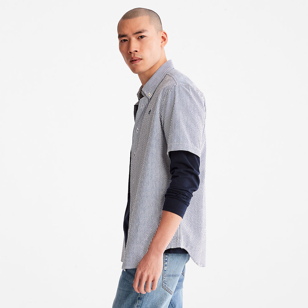 SS Seersucker Shirt for Men in Blue Timberland US