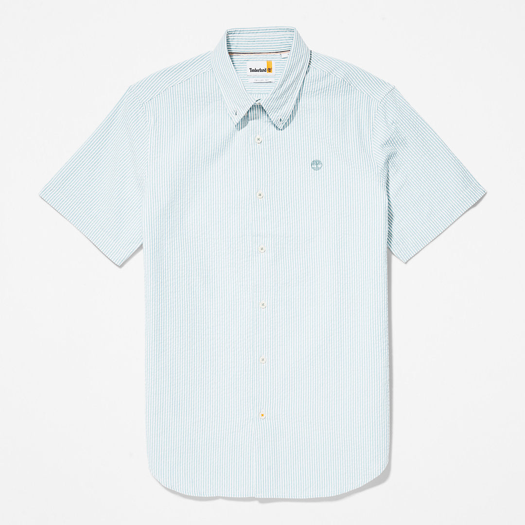 SS Seersucker Shirt for Men in Green Timberland On Sale