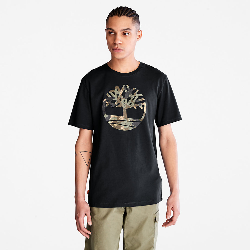 Camo-Logo T-Shirt for Men in Black Timberland On Sale