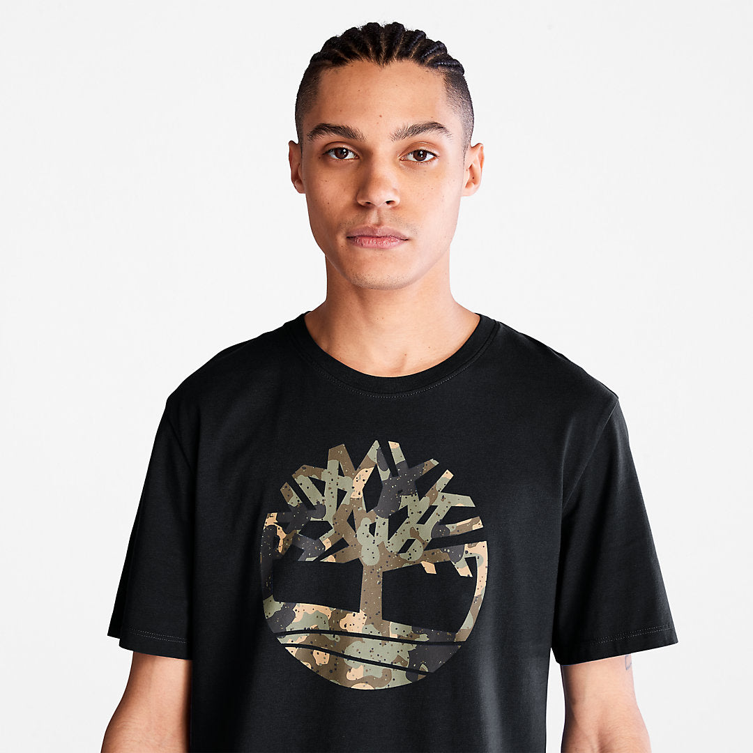 Camo-Logo T-Shirt for Men in Black Timberland On Sale