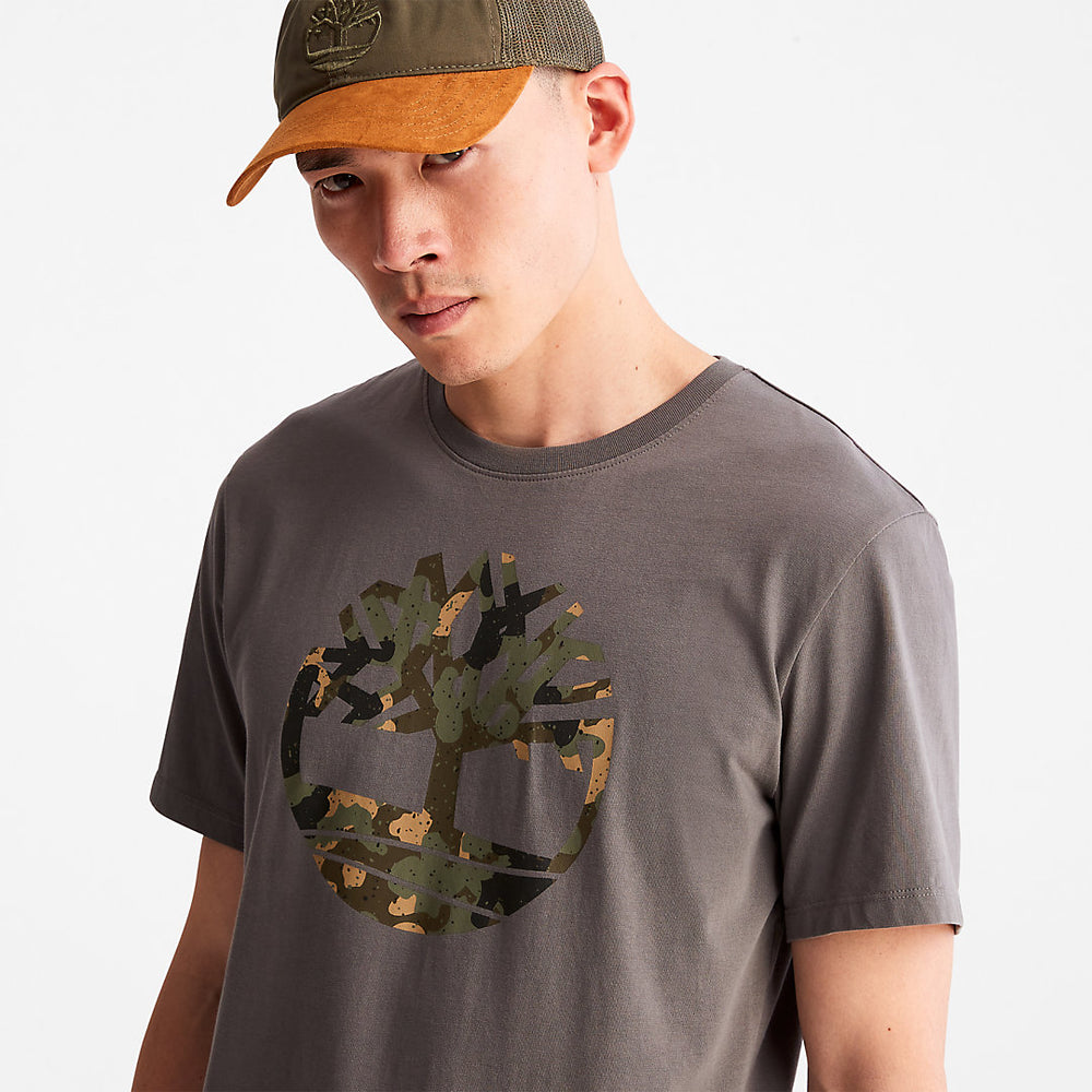 Camo-Logo T-Shirt for Men in Grey Timberland For Sale