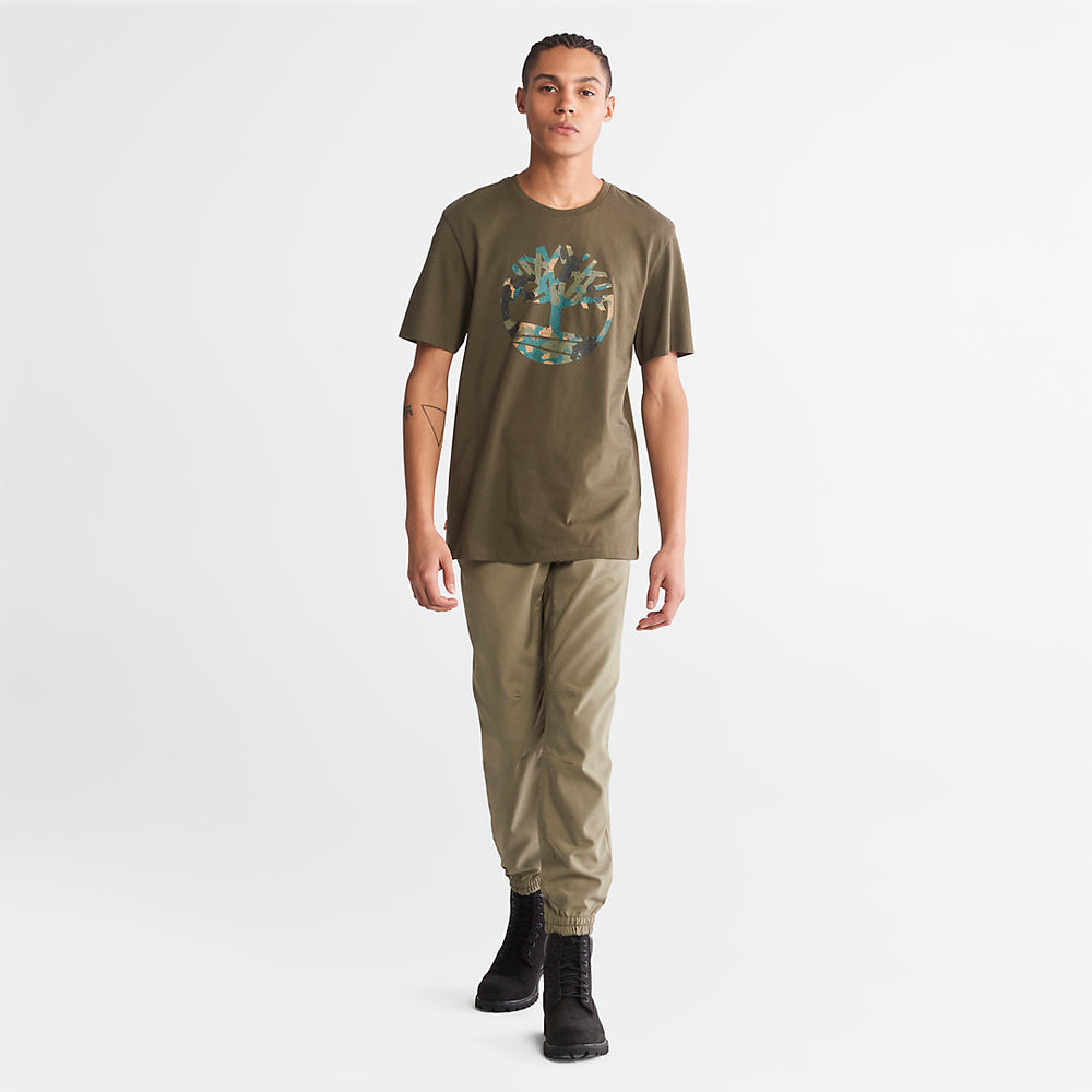 Camo-Logo T-Shirt for Men in Dark Green Timberland Discount