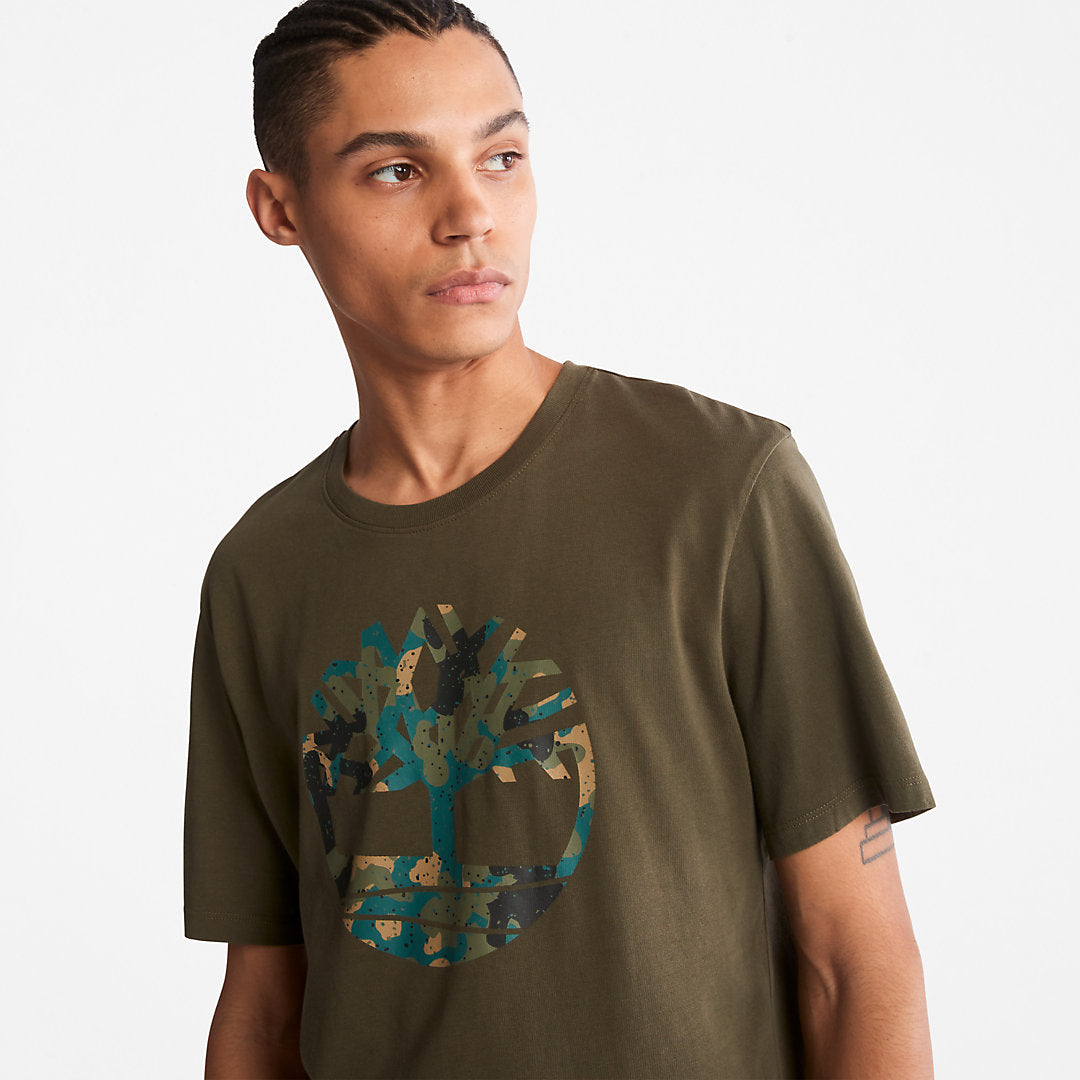 Camo-Logo T-Shirt for Men in Dark Green Timberland Discount