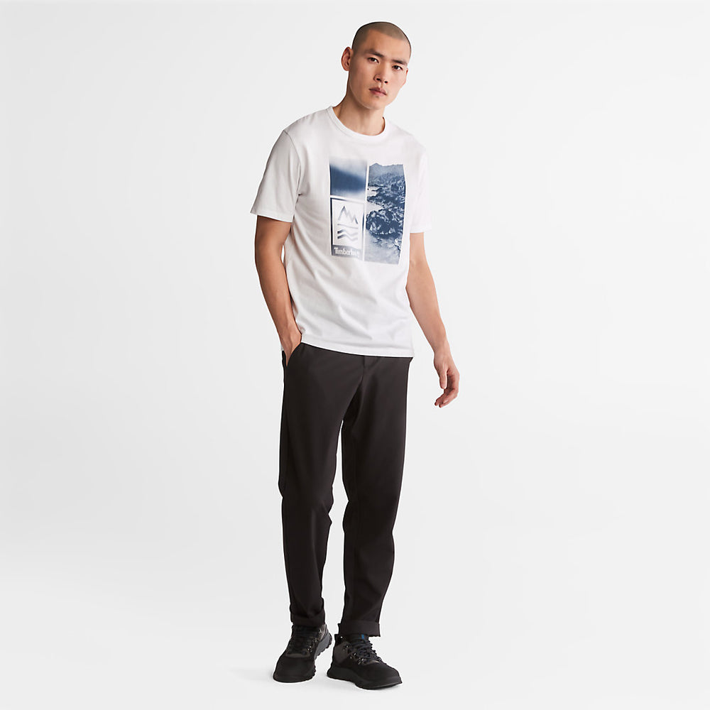 Mountains-to-Rivers Print T-Shirt for Men in White Timberland Sale
