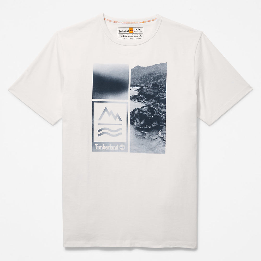 Mountains-to-Rivers Print T-Shirt for Men in White Timberland Sale