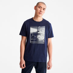 Mountains-to-Rivers Print T-Shirt for Men in Blue Timberland Discount