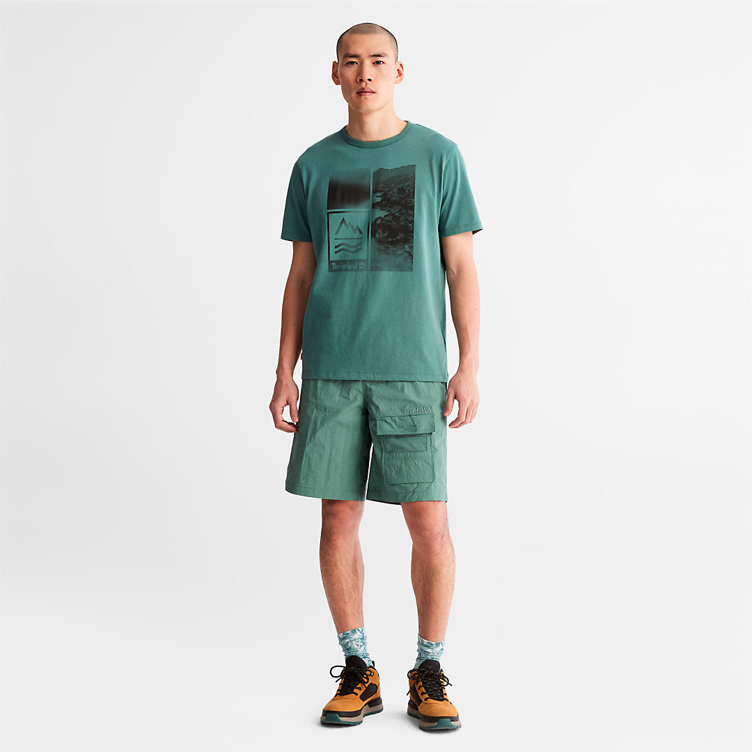 Mountains-to-Rivers Print T-Shirt for Men in Green Timberland US