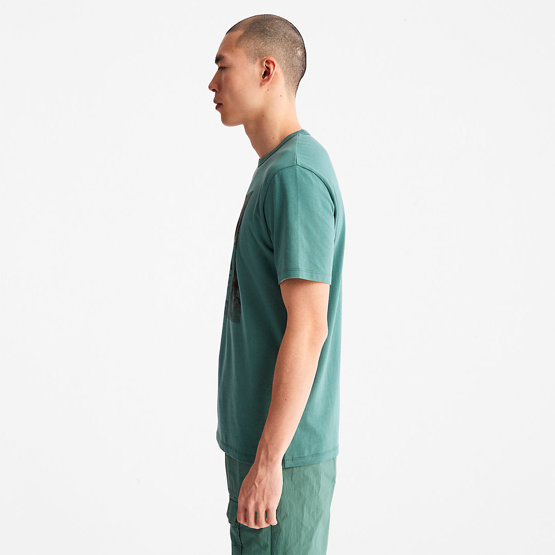 Mountains-to-Rivers Print T-Shirt for Men in Green Timberland US