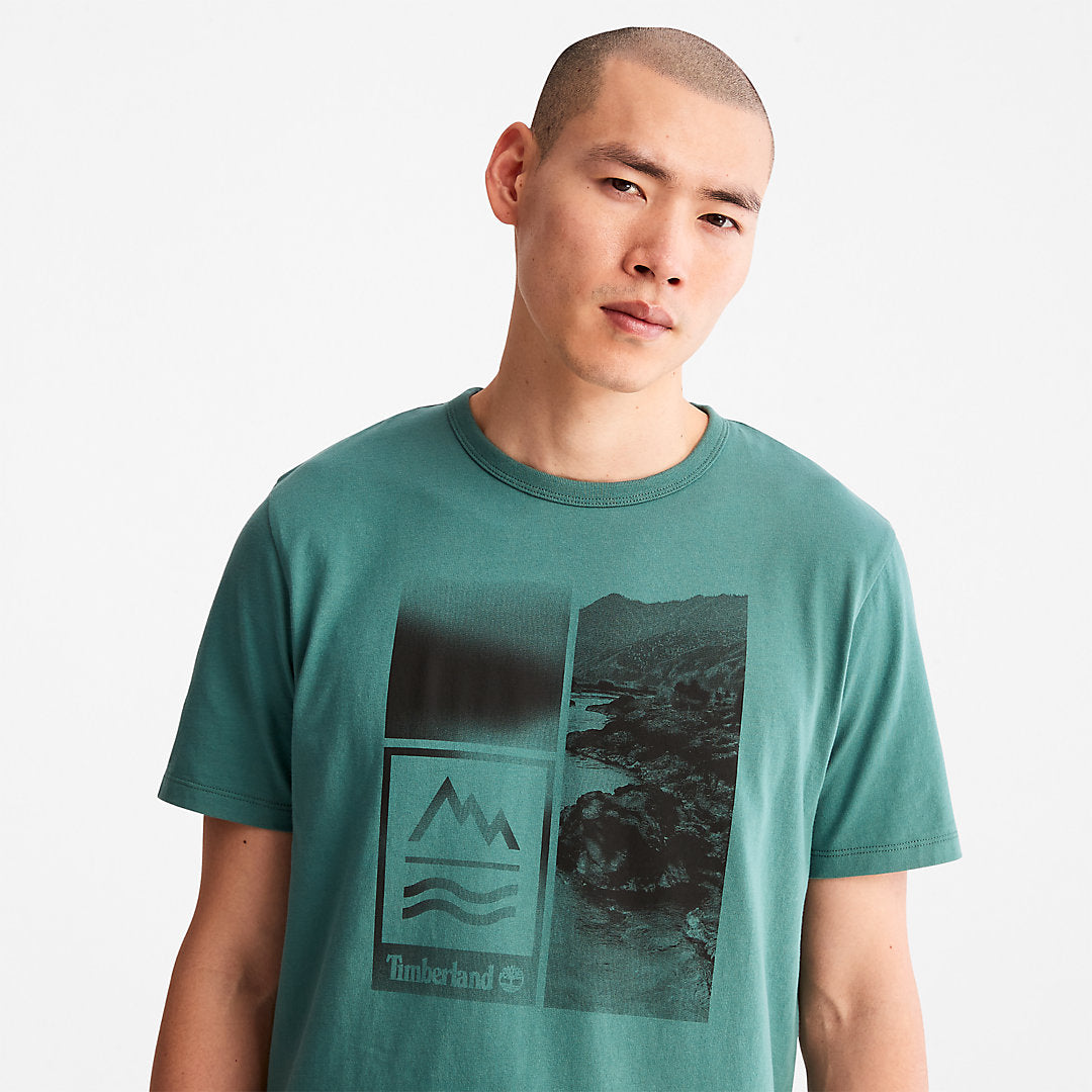 Mountains-to-Rivers Print T-Shirt for Men in Green Timberland US