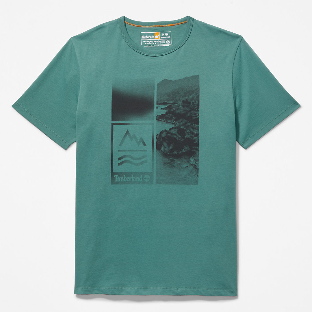 Mountains-to-Rivers Print T-Shirt for Men in Green Timberland US